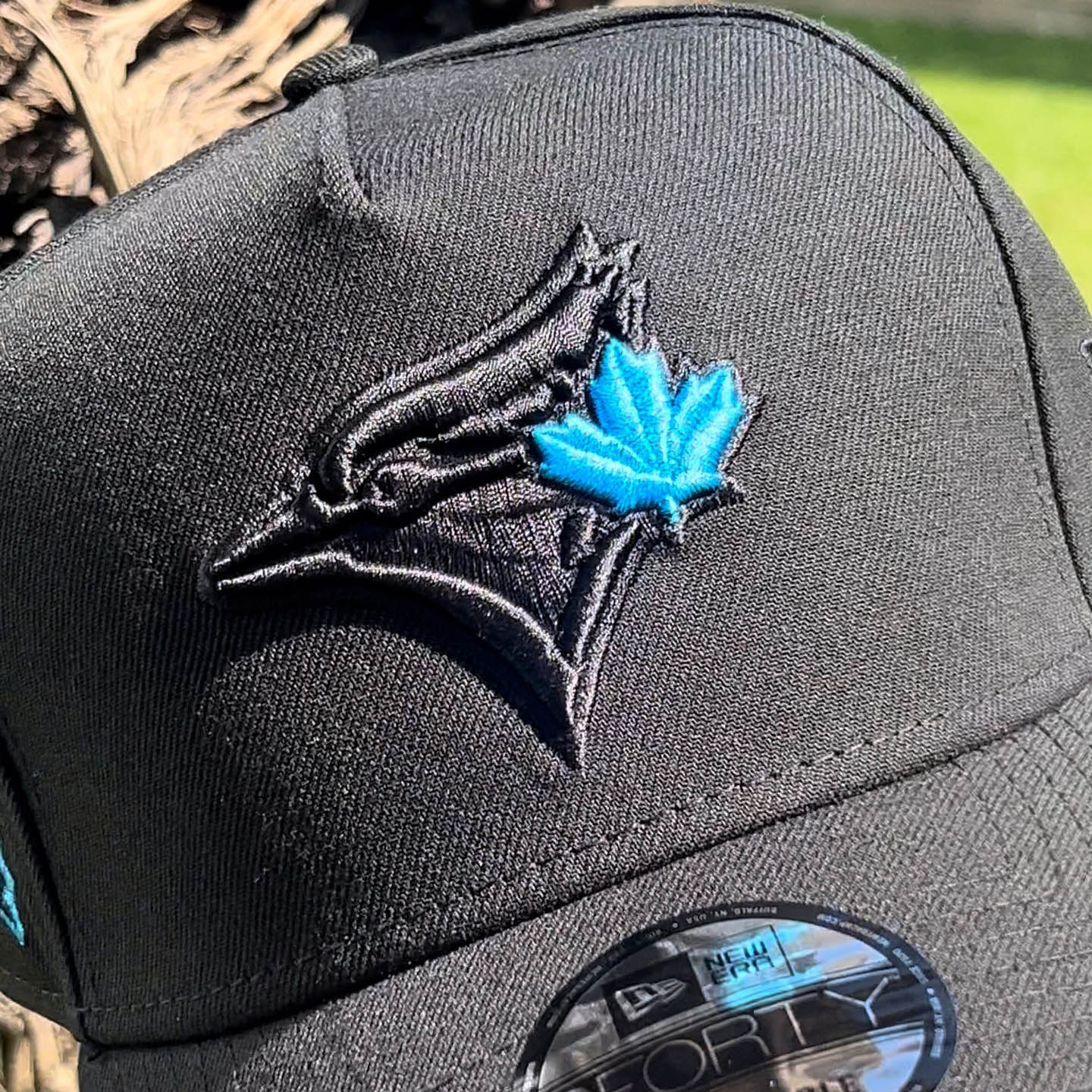 NEW ERA TORONTO BLUE JAYS BLACK BLUE 9FORTY A FRAM EMBROIDERED CASUAL BASEBALL CAP