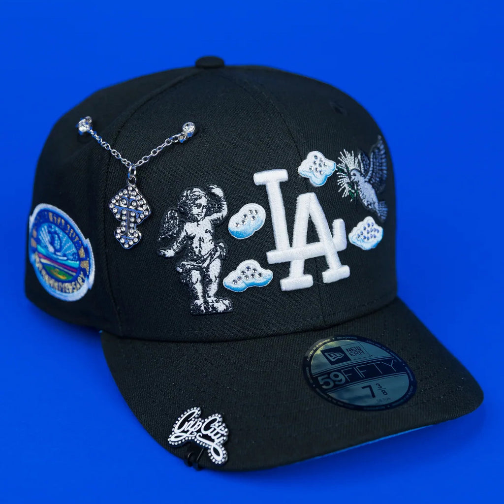 NEW ERA BLACK LOS ANGELES DODGERS "HEAVENLY CITY" W/ 50TH ANNIVERSARY SIDE PATCH *FREE BLIP INCLUDED EMBROIDERED CASUAL BASEBALL CAP