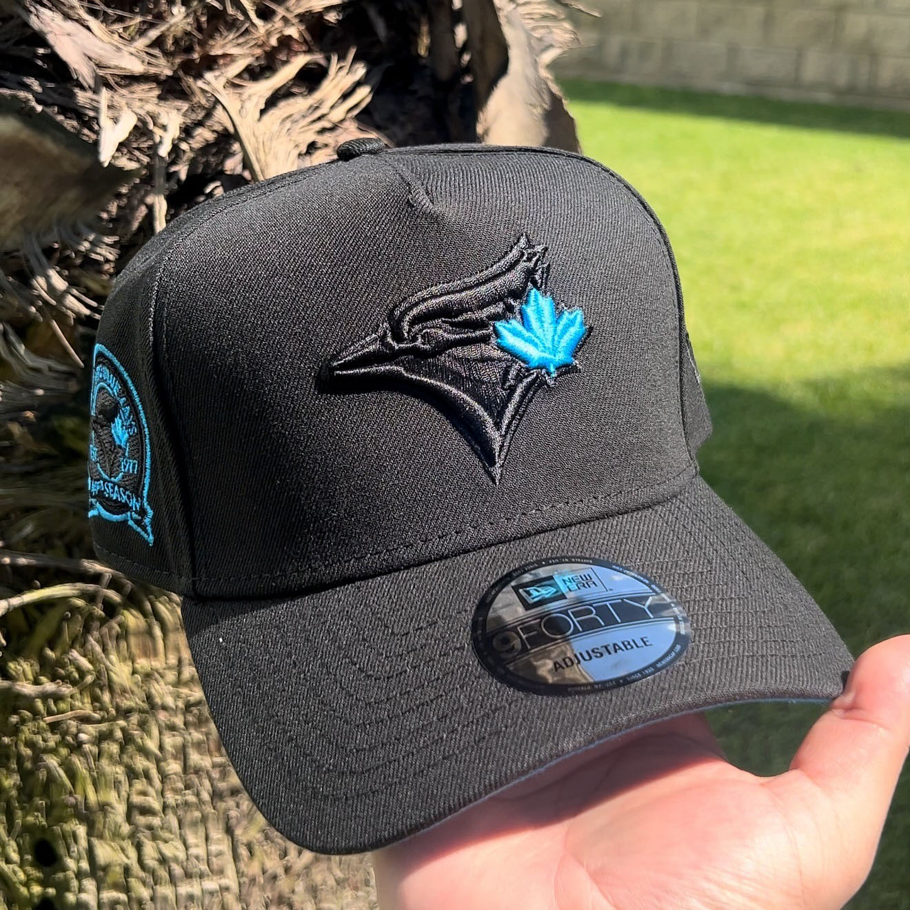 NEW ERA TORONTO BLUE JAYS BLACK BLUE 9FORTY A FRAM EMBROIDERED CASUAL BASEBALL CAP
