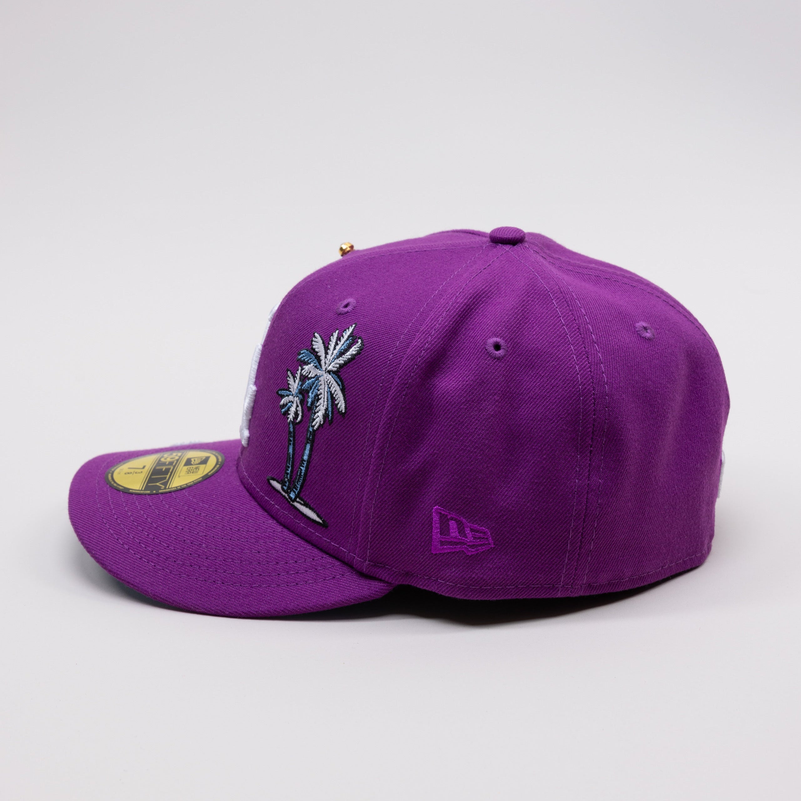 NEW ERA EXCLUSIVE 59FIFTY PURPLE LOS ANGELES DODGERS W/ PALM TREES + 50TH ANNIVERSARY SIDE PATCH
