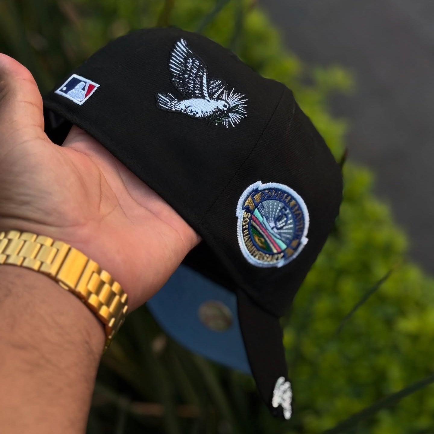 NEW ERA BLACK LOS ANGELES DODGERS "HEAVENLY CITY" W/ 50TH ANNIVERSARY SIDE PATCH *FREE BLIP INCLUDED EMBROIDERED CASUAL BASEBALL CAP