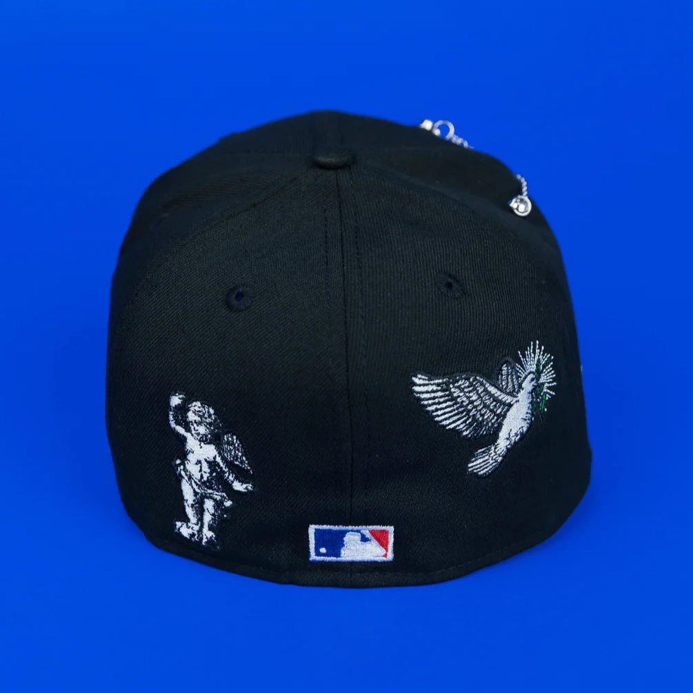 NEW ERA BLACK LOS ANGELES DODGERS "HEAVENLY CITY" W/ 50TH ANNIVERSARY SIDE PATCH *FREE BLIP INCLUDED EMBROIDERED CASUAL BASEBALL CAP