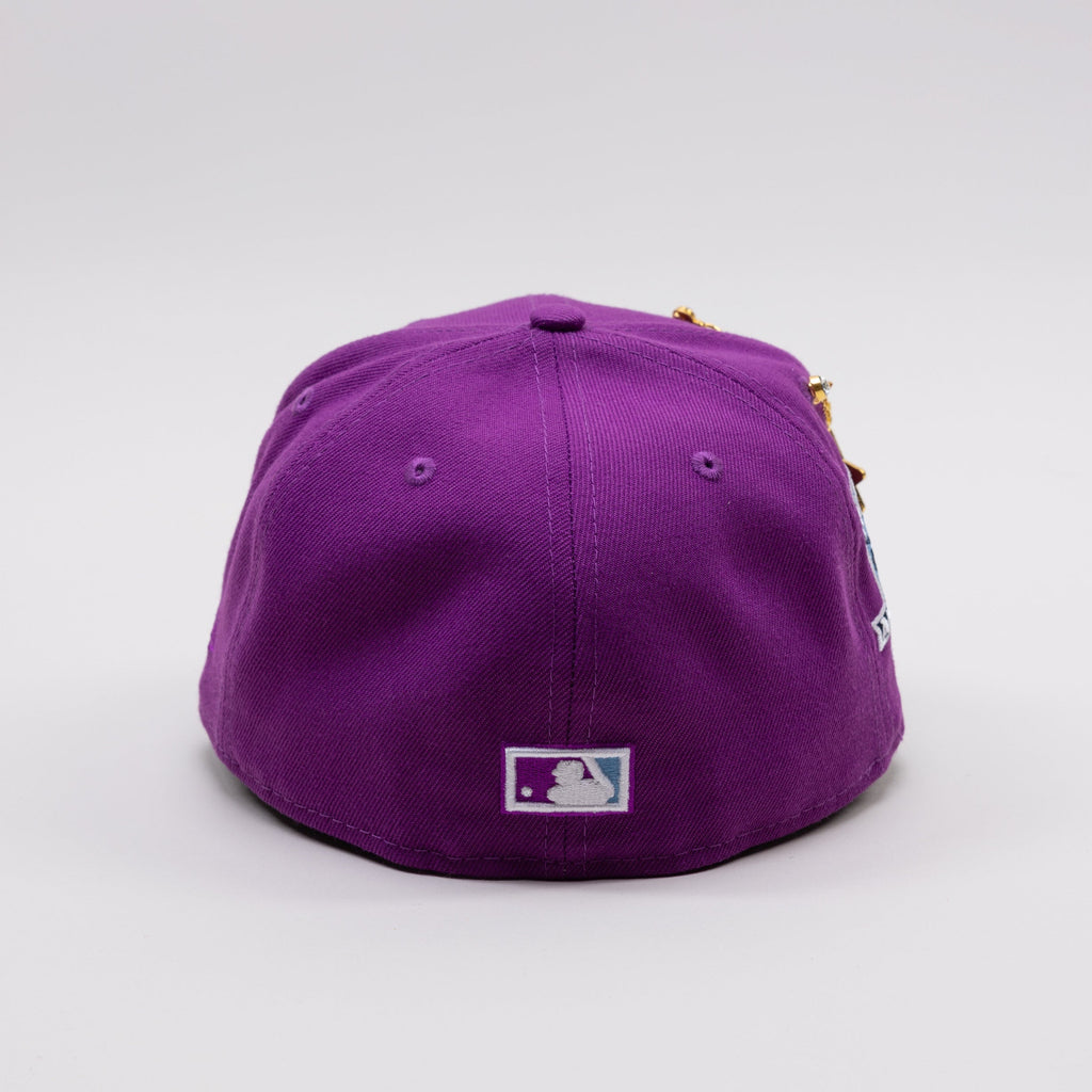 NEW ERA EXCLUSIVE 59FIFTY PURPLE LOS ANGELES DODGERS W/ PALM TREES + 50TH ANNIVERSARY SIDE PATCH
