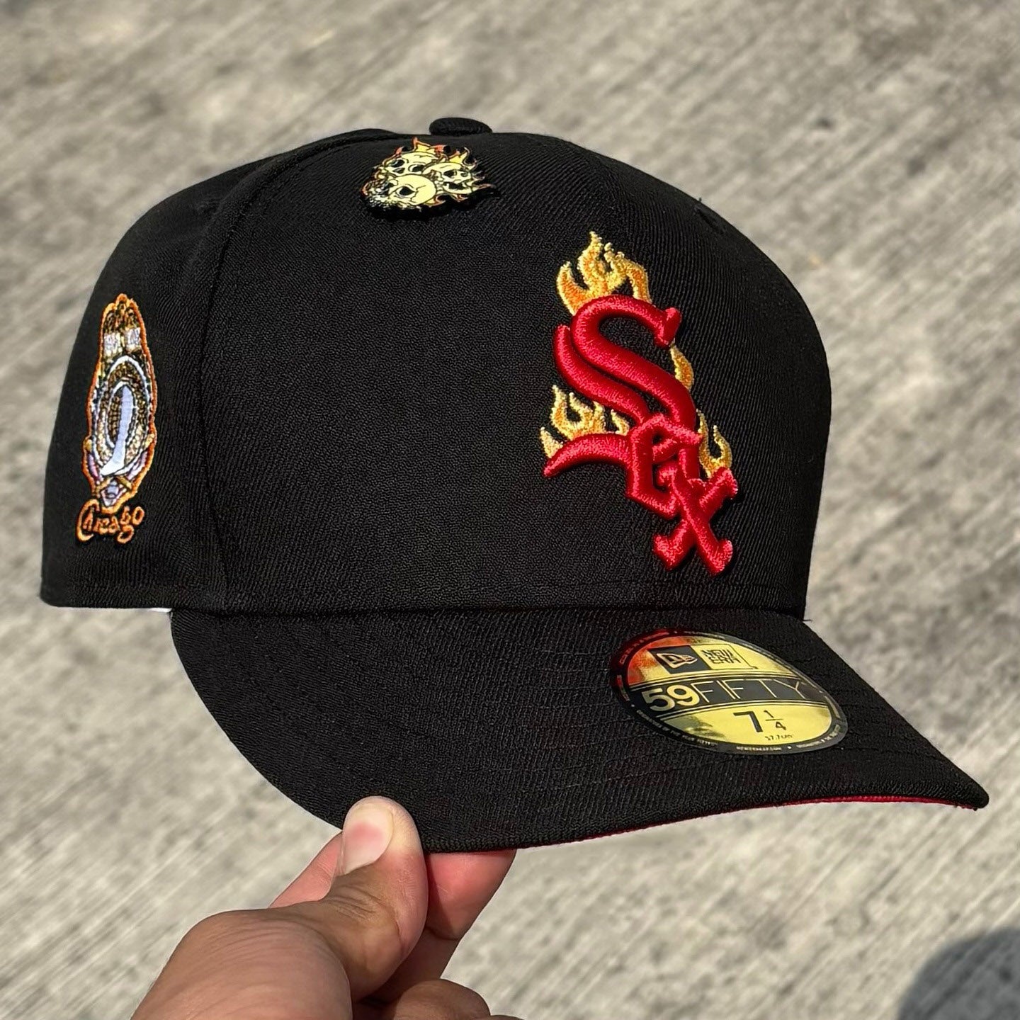 NEW ERA CHICAGO WHITE SOX FLAME BLACK PRIME EDITION EMBROIDERED CASUAL BASEBALL CAP