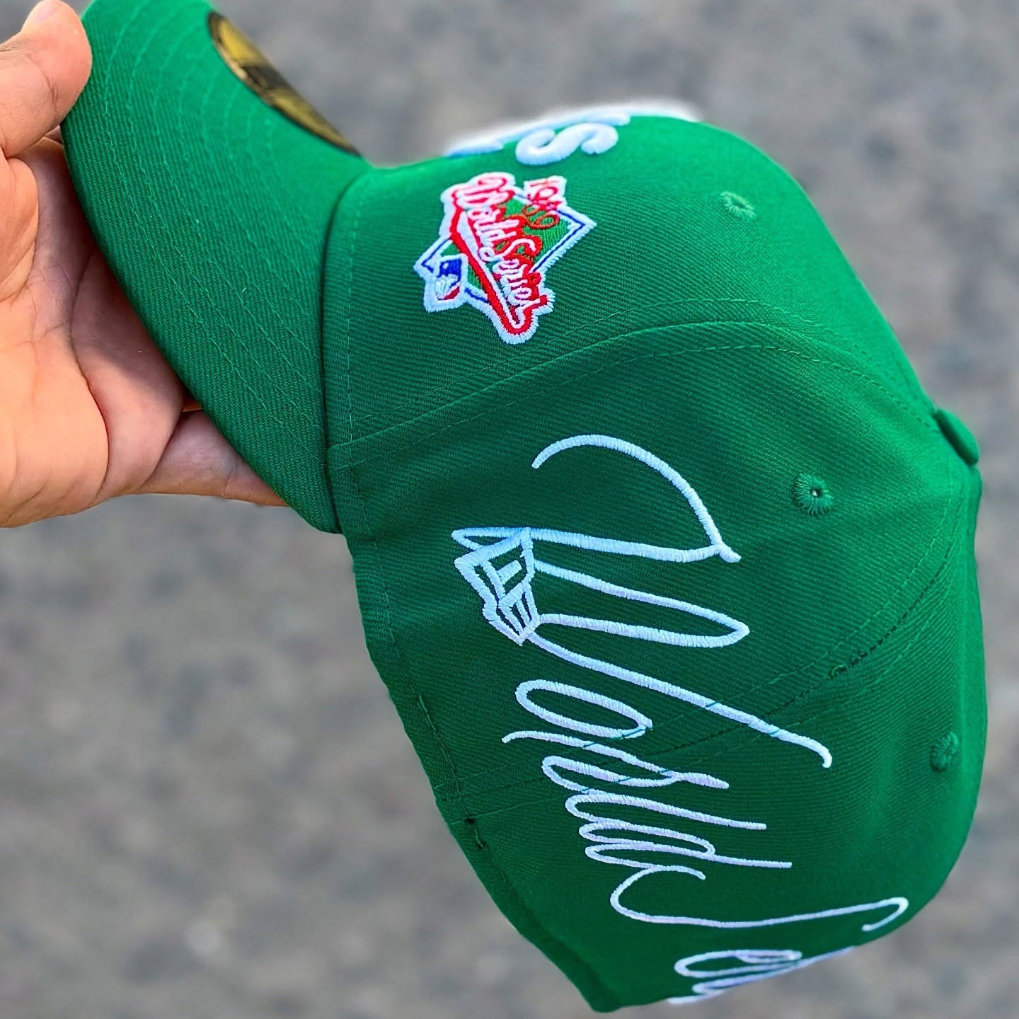 NEW ERA ATHLETICS GREEN HISTORIC WORLD SERIES CHAMPIONS EMBROIDERED CASUAL BASEBALL CAP