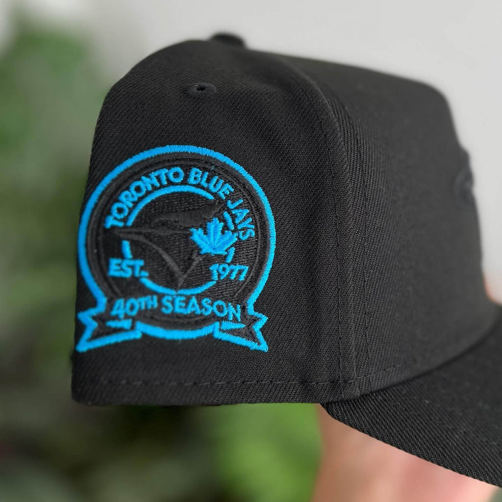 NEW ERA TORONTO BLUE JAYS BLACK BLUE 9FORTY A FRAM EMBROIDERED CASUAL BASEBALL CAP