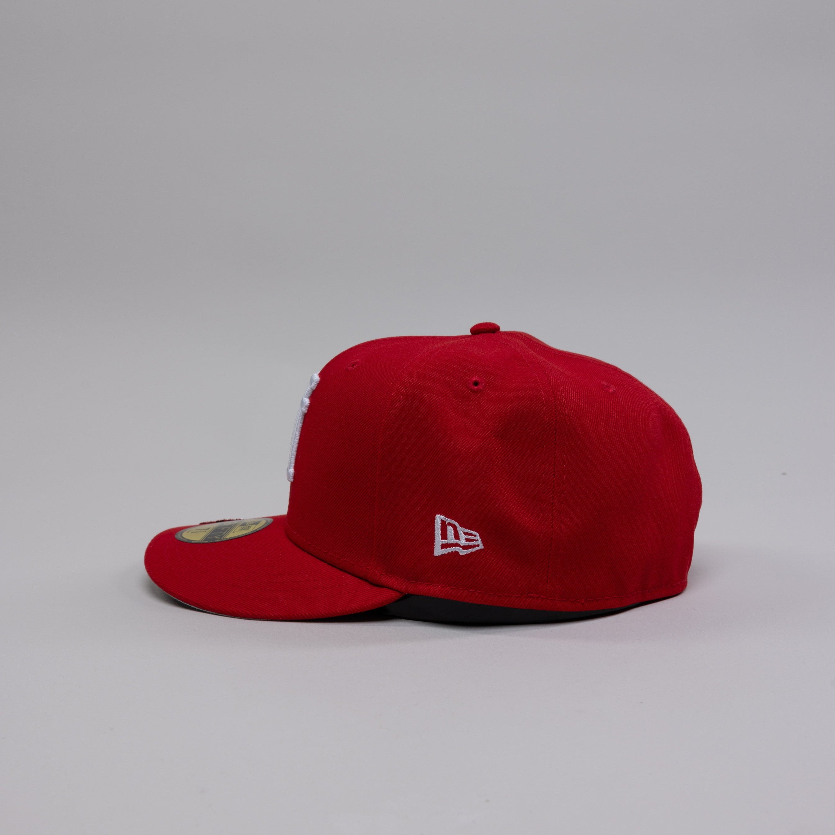 NEW ERA EXCLUSIVE 59FIFTY RED UPSIDE DOWN LOS ANGELES DODGERS W/ 40TH ANNIVERSARY SIDE PATCH