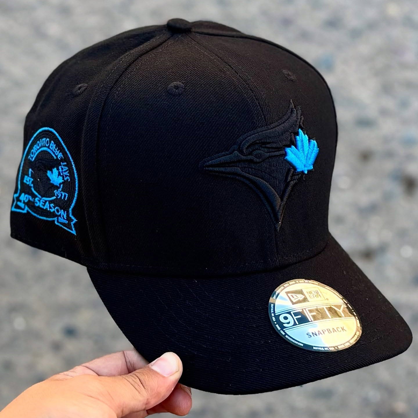 NEW ERA TORONTO BLUE JAYS BLACK BLUE 9FORTY A FRAM EMBROIDERED CASUAL BASEBALL CAP