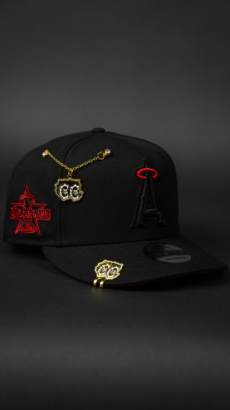 NEW ERA EXCLUSIVE 9FIFTY BLACKED OUT ANAHEIM ANGELS SNAPBACK W/ 2010 ALL STAR GAME SIDE PATCH