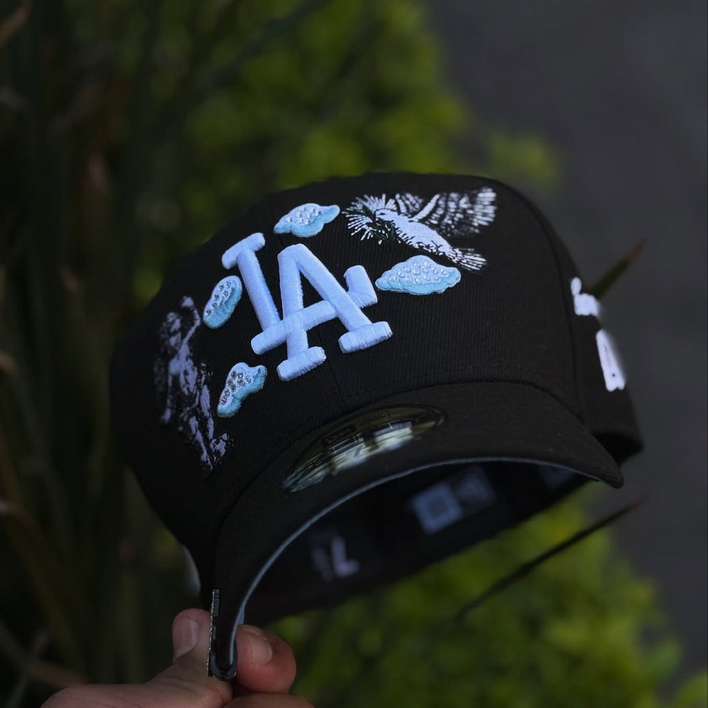 NEW ERA BLACK LOS ANGELES DODGERS "HEAVENLY CITY" W/ 50TH ANNIVERSARY SIDE PATCH *FREE BLIP INCLUDED EMBROIDERED CASUAL BASEBALL CAP