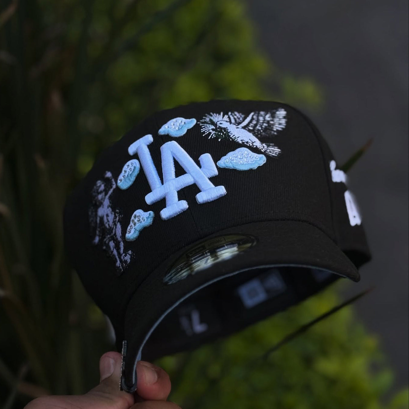 NEW ERA BLACK LOS ANGELES DODGERS "HEAVENLY CITY" W/ 50TH ANNIVERSARY SIDE PATCH *FREE BLIP INCLUDED EMBROIDERED CASUAL BASEBALL CAP